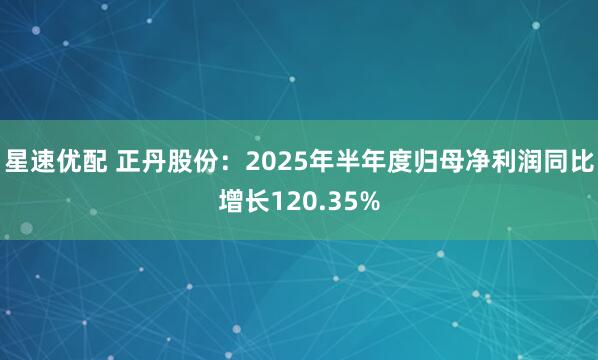 星速优配 正丹股份：2025年半年度归母净利润同比增长120.35%